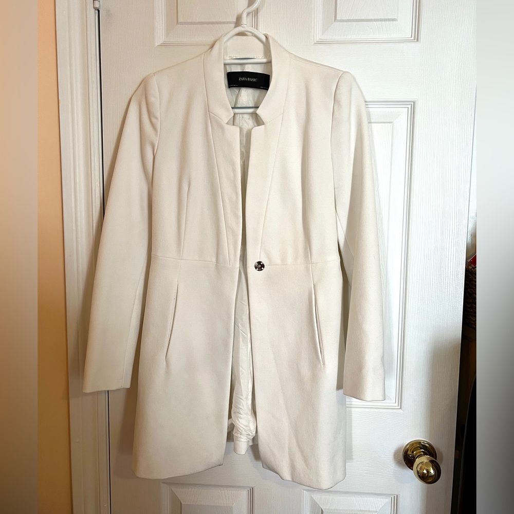 ZARA BASIC White Pad Shoulder Blazer